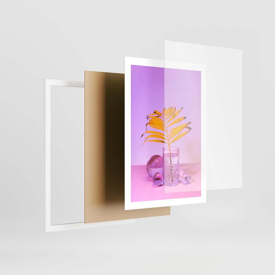 Plakat w ramie 50x70 - Minimalizm i Urok Natury - liście, pastele - rama biała