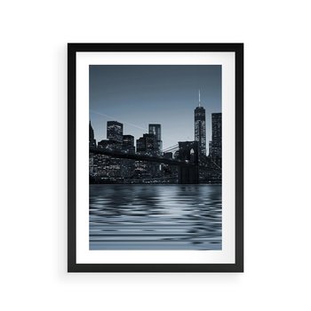 Plakat w ramie 50x70 - Nocne pejzaże miasta - miasto, nocą - rama czarna