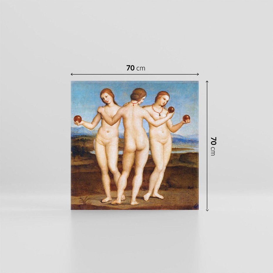 Obraz na płótnie 70x70 - "Trzy Gracje" (1504) Rafael - Reprodukcja - reprodukcja, obraz na płótnie