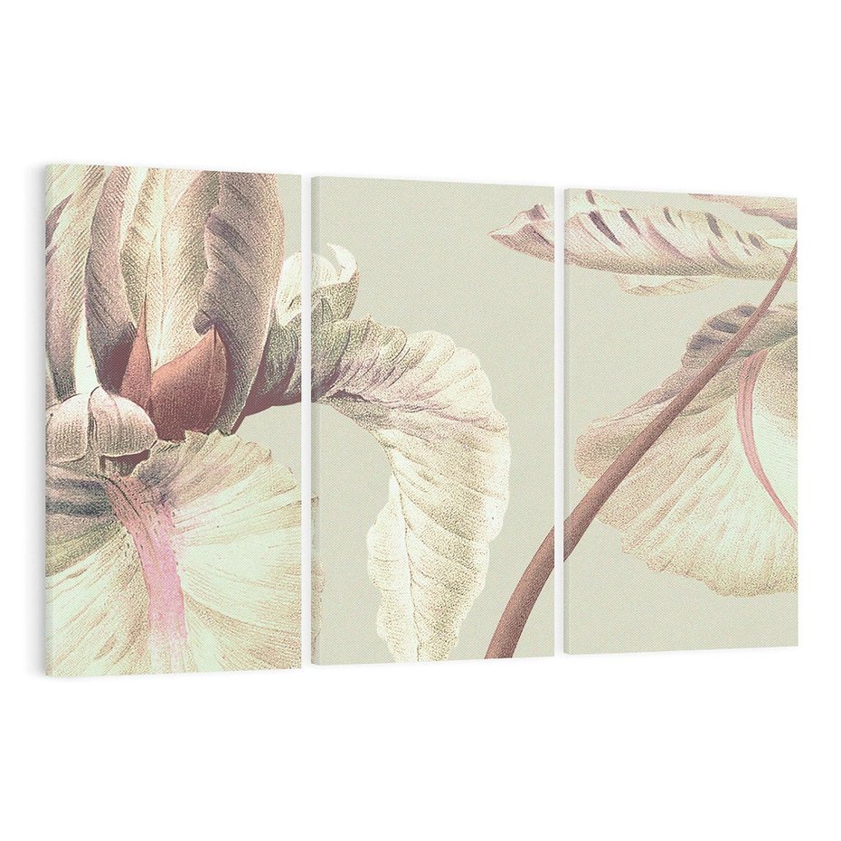 Obraz na płótnie 120x80 - Przenikanie światów barw - kwiaty vintage, tropikalne rośliny