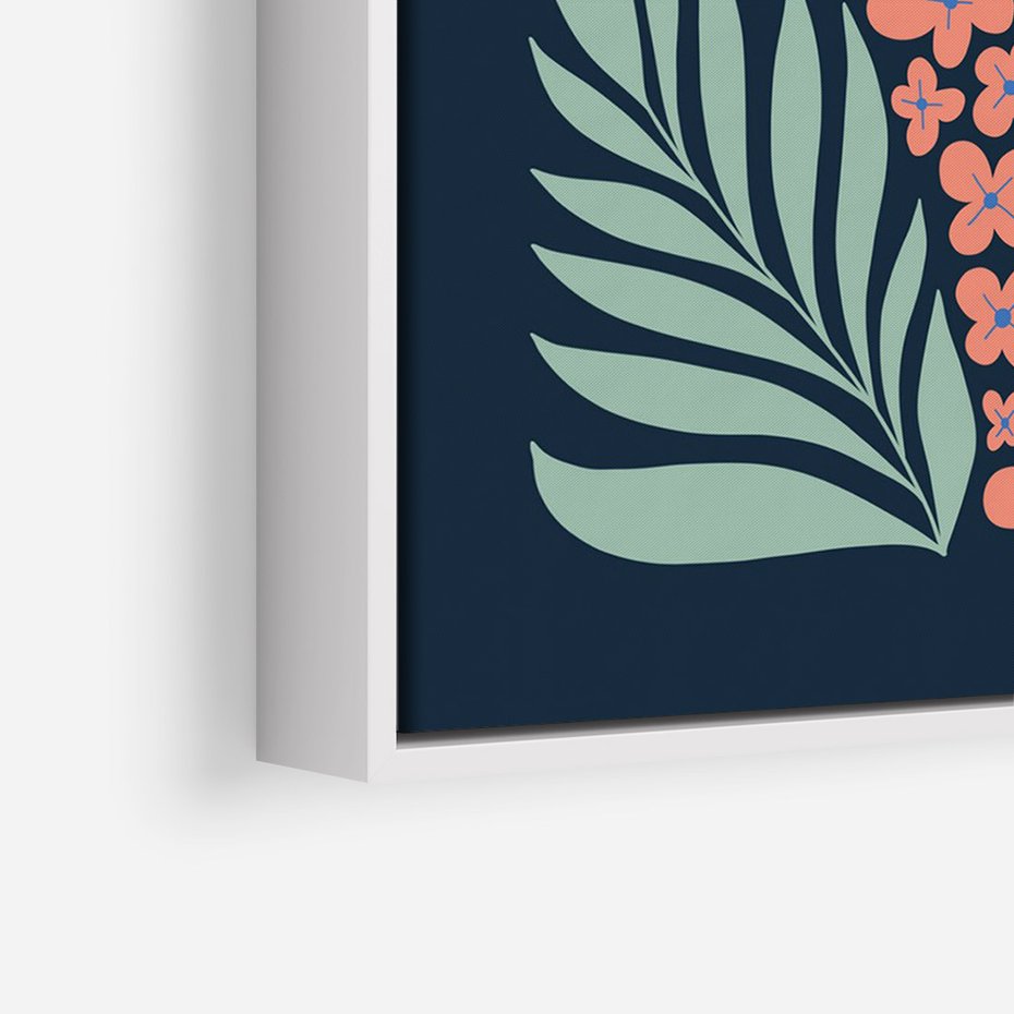 Obraz w ramie 70x100 - Granatowa Noc - granatowe tło, abstrajcyjna ćma - rama biała