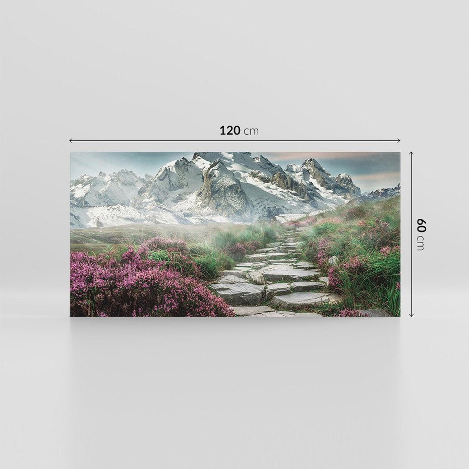 Obraz na płótnie 120x60 - Góry, Ścieżka, Kwiaty - Spacer wśród Przyrody - góry, ścieżka