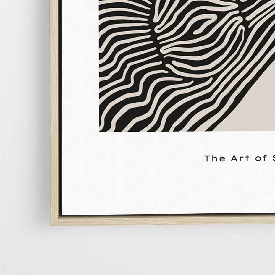 Obraz w ramie 50x70 - Wewnętrzne Zagadki Kształtów - sztuka minimalizmu, biało czarna rycina - rama drewno