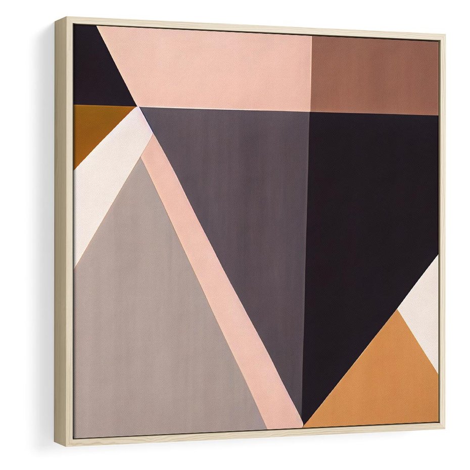 Obraz w ramie 50x50 - Trójkąty Wnętrz - abstrakcja, geometryczne kształty - rama drewno