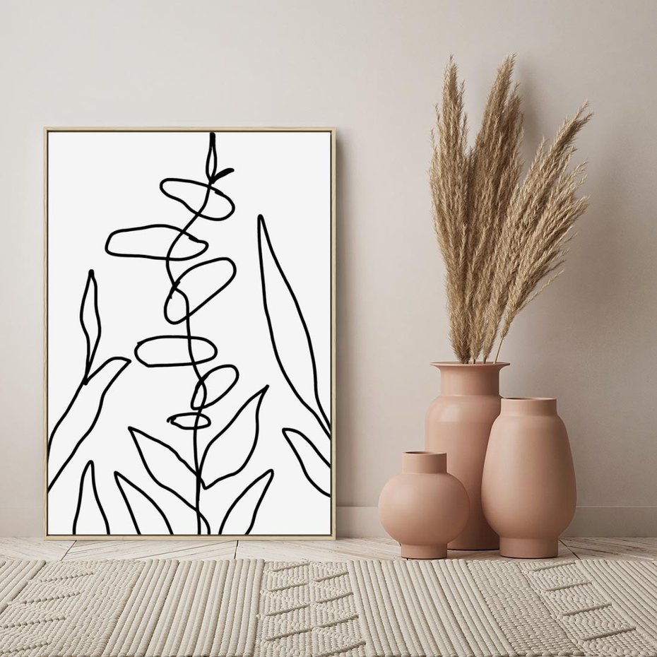 Obraz w ramie 80x120 - Liście Mocy - mroczna sztuka, minimalizm - rama drewno