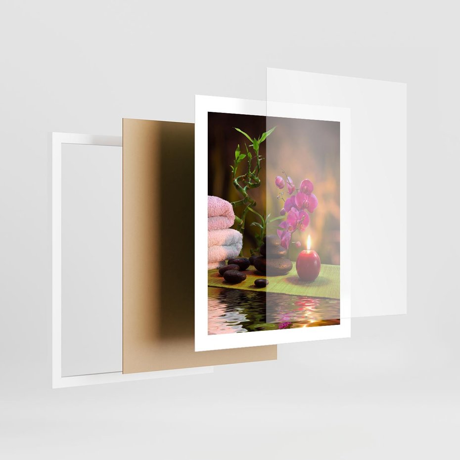 Plakat w ramie 40x50 - Światło Świecących Kwiatów w Spa - spa, świaca - rama biała