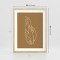 Plakat w ramie 30x40 - Splecione Dłonie - szkic, minimalizm - rama drewno