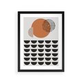 Plakat w ramie 30x40 - Geometryczna Ekspresja - geometryczny graficzny obraz, pomarańczowe koło - rama czarna