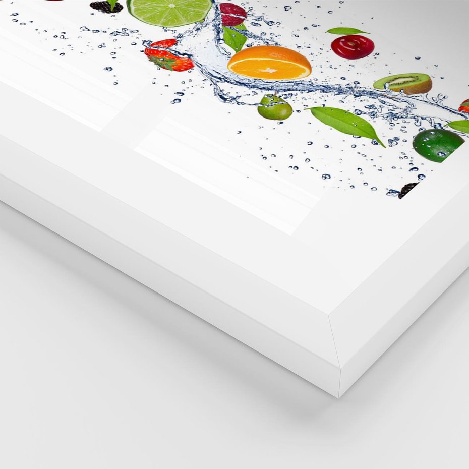 Plakat w ramie 30x40 - Kulinarne Inspiracje - owoce, woda - rama biała