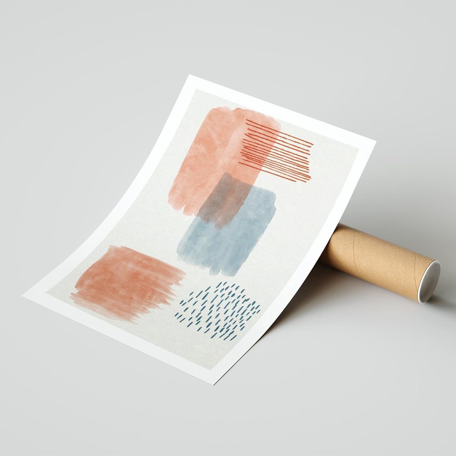 Plakat bez ramy 50x70 - Pastelowa Abstrakcja: Maźnięcia Farbą - abstrakcja, maźnięcia farny