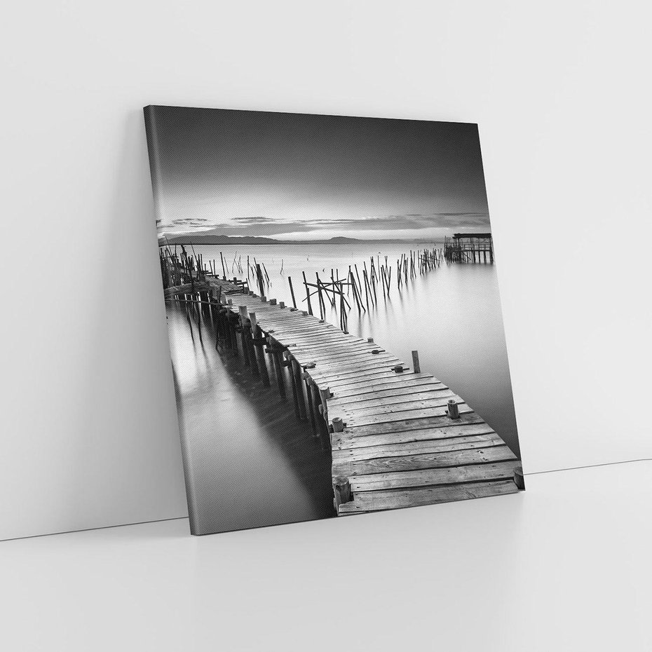 Obraz na płótnie 50x50 - Spokój natury - jezioro, molo