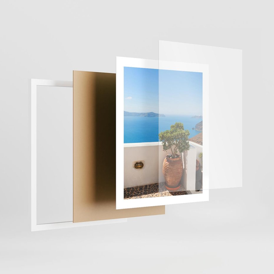 Plakat w ramie 40x50 - Santorini - oaza greckiej wyspy - Santorini, grecka - rama biała