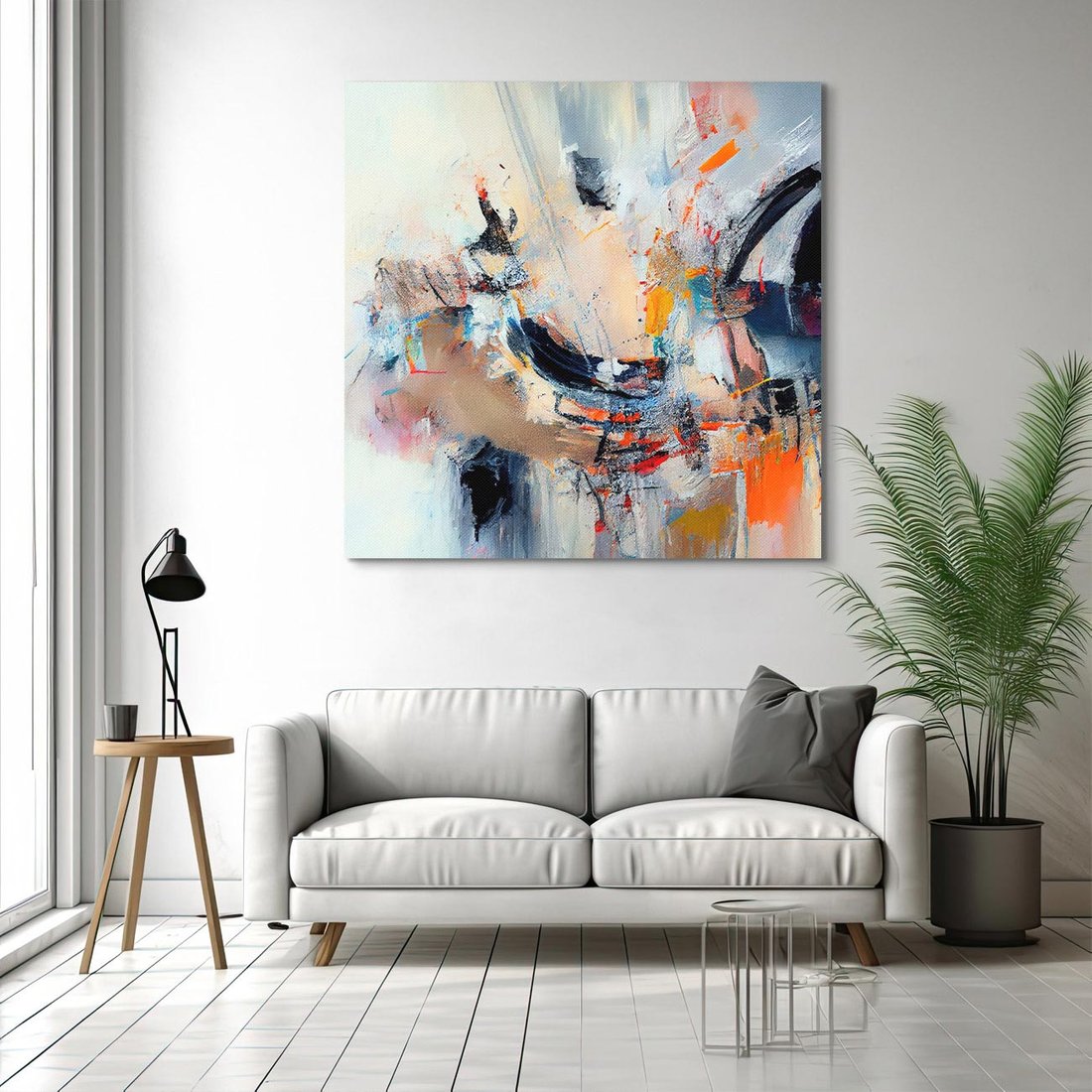 Obraz na płótnie 70x70 - Kontrapunkty zatajonych uczuć - dynamiczna abstrakcja, bałagan na płótnie
