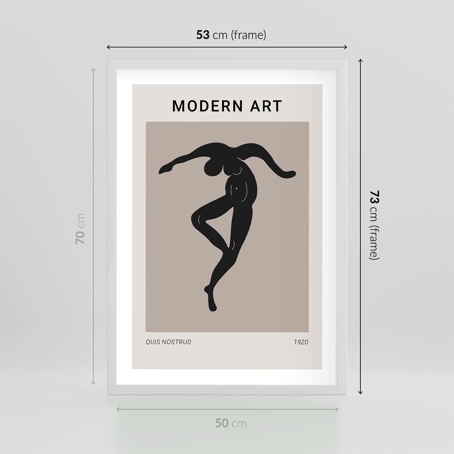Plakat w ramie 50x70 - Modernistyczna Wizja - plakat modern, czarna postać - rama biała