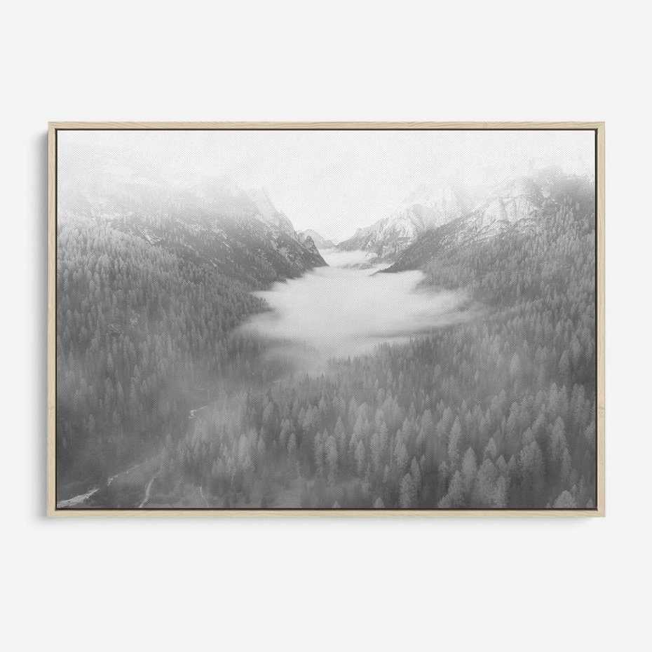 Obraz w ramie 120x80 - Szare Góry - zamglony krajobraz, las - rama drewno