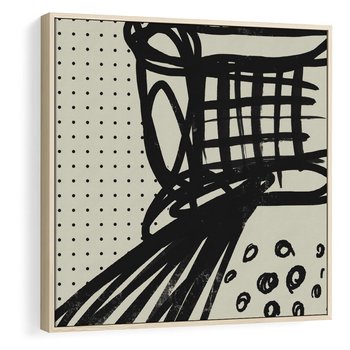 Obraz w ramie 80x80 - Złudne Kontemplacje - abstrakcyjna mroczna kompozycja, nieregularne - rama drewno