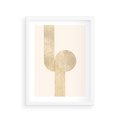 Plakat w ramie 30x40 - Podróżne Kształty - geometryczne linie w złotym kolorze, minimalizm - rama biała