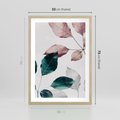 Plakat w ramie 50x70 - Pastelowe Liście w Minimalizmie - pastelowe liście, minimalistyczny obraz - rama drewno