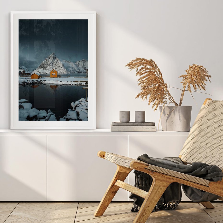 Plakat bez ramy 21x30 - Minimalizm i Urok Natury - skandynawskie, domki