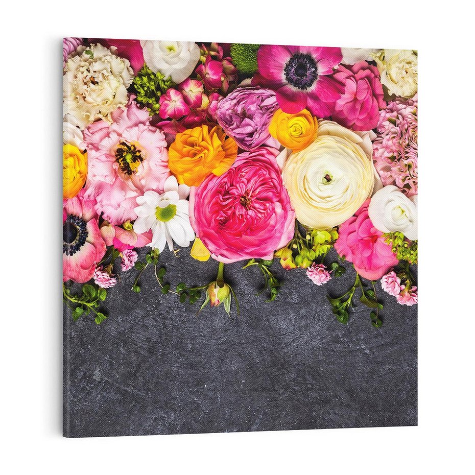 Obraz na płótnie 70x70 - Kompozycje kwiatowe: harmonia natury - kwiaty, kompozycja