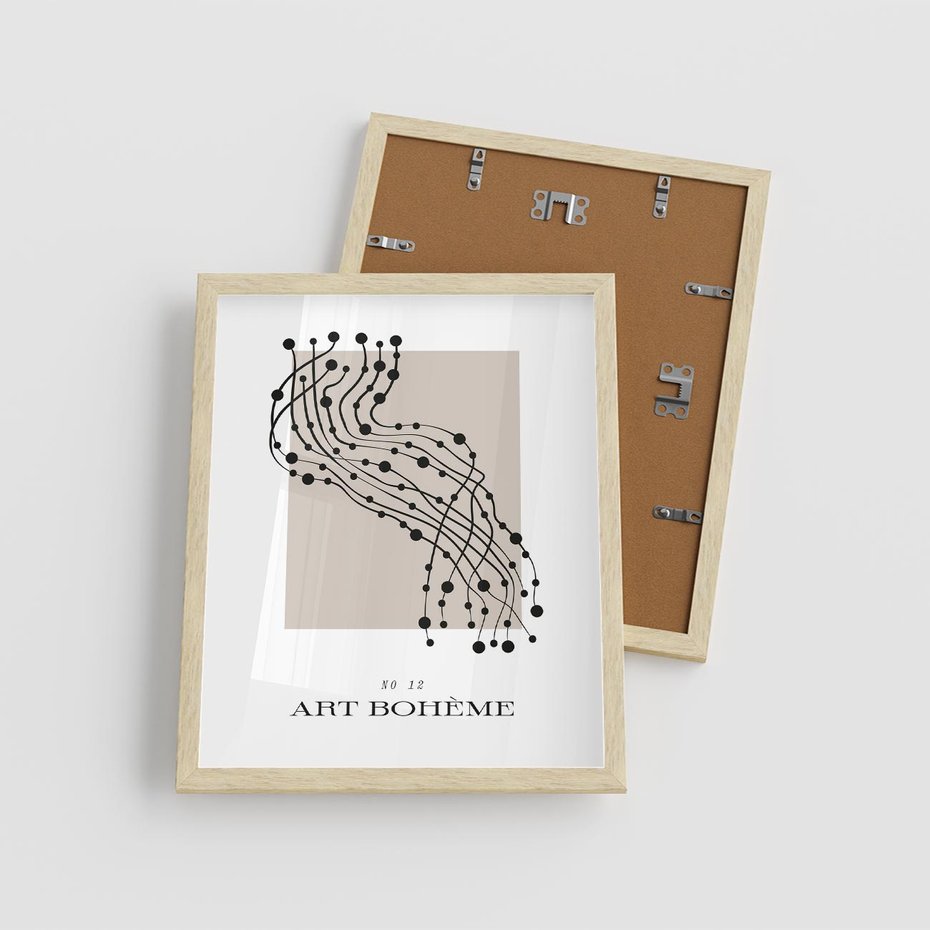 Plakat w ramie 40x50 - Migocące Konstrukcje Abstrakcji - sztuka minimalizmu, biało czarna rycina - rama drewno