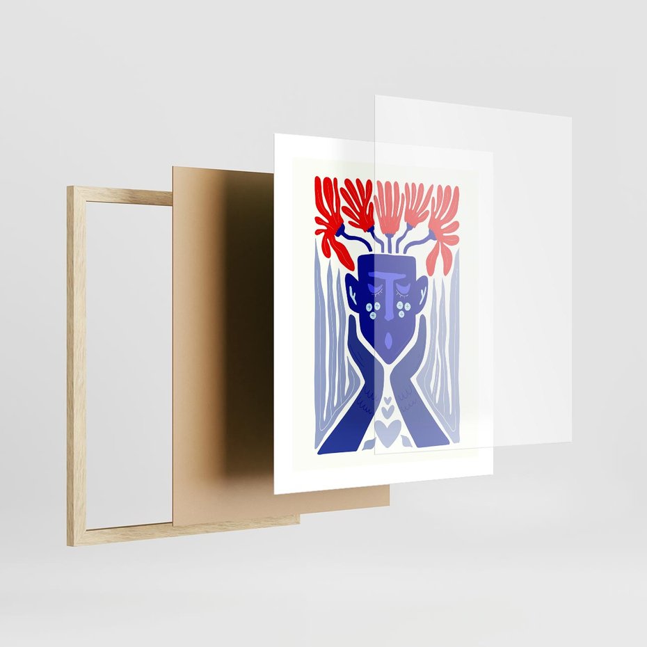 Plakat w ramie 40x50 - Nowoczesne Wcielenie Boho - etniczna maska, boho styl - rama drewno