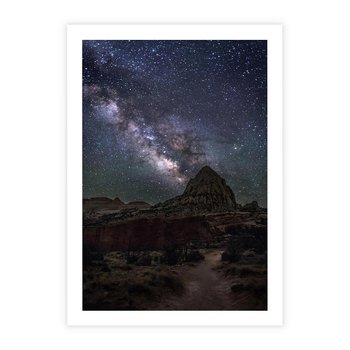 Plakat bez ramy 40x50 - Gwiaździsta Noc na Pustyni - noc na pustyni, gwiździste niebo