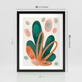 Plakat w ramie 40x50 - Harmonia bez Harmonii - akwarelowe abstrakcyjne kształty, zieleń i pomarańcz - rama czarna