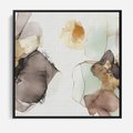 Obraz w ramie 50x50 - Nowoczesne Elegancje - akwarela, złote linie i plamy - rama czarna