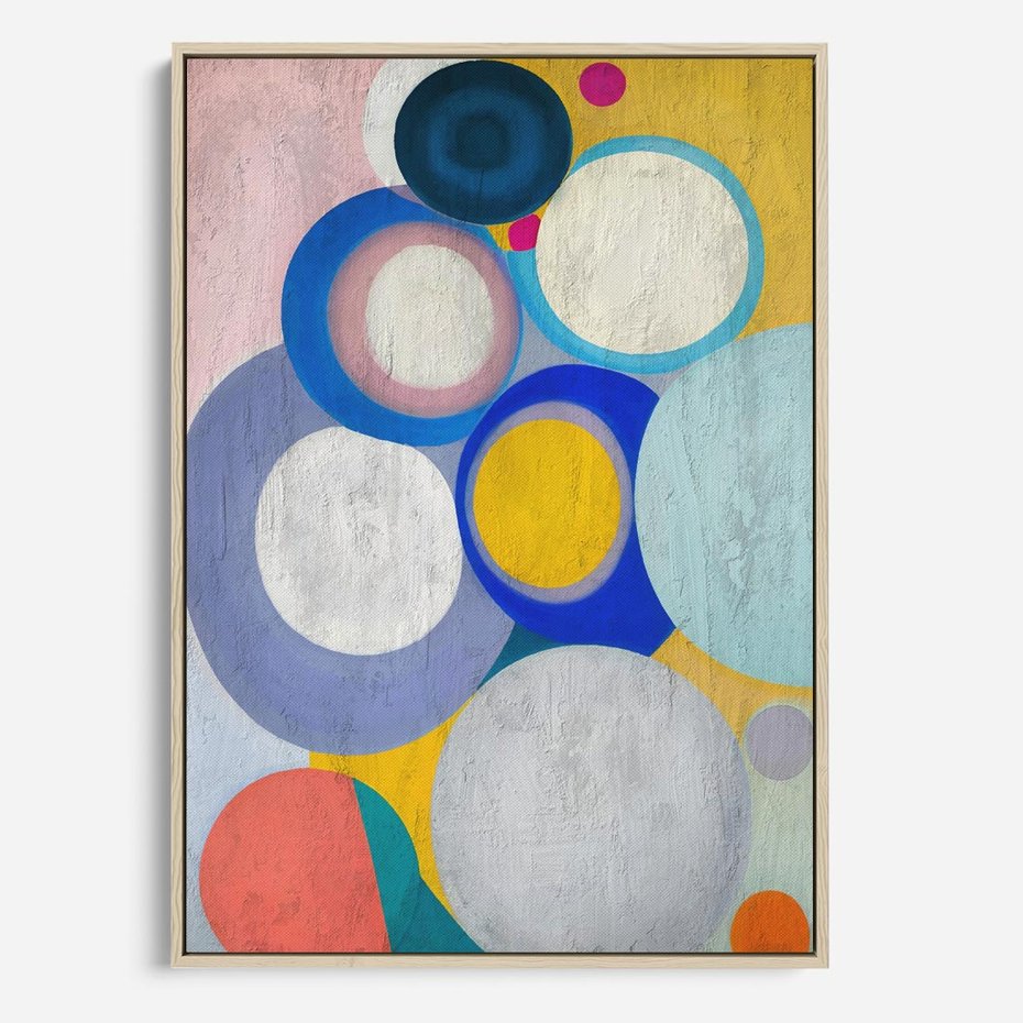 Obraz w ramie 80x120 - Rozkwitająca Symfonia Serca - abstrakcyjne geometryczne kształty, olejny obraz - rama drewno