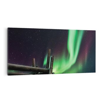 Obraz na płótnie 120x60 - Zorza polarna w tajemniczej nocnej przestrzeni - zorza, polarna