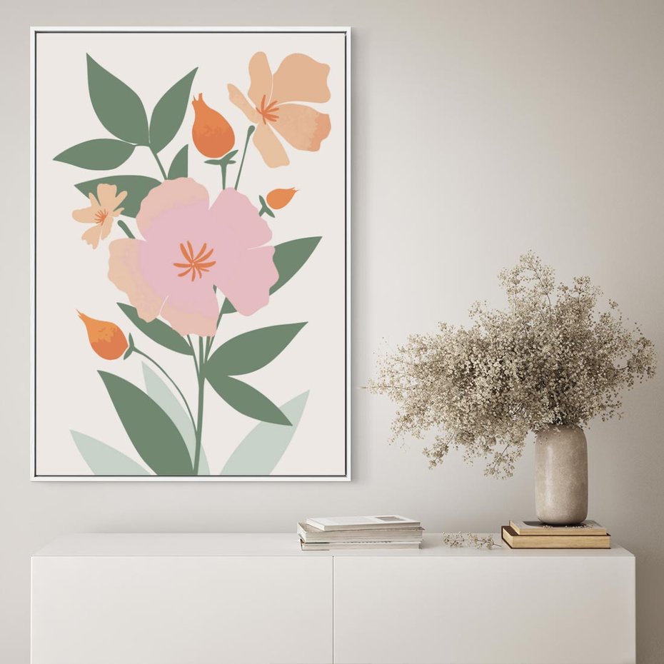 Obraz w ramie 80x120 - Kwiatowe Nastroje - kwiat, sztuka nowoczesna - rama biała