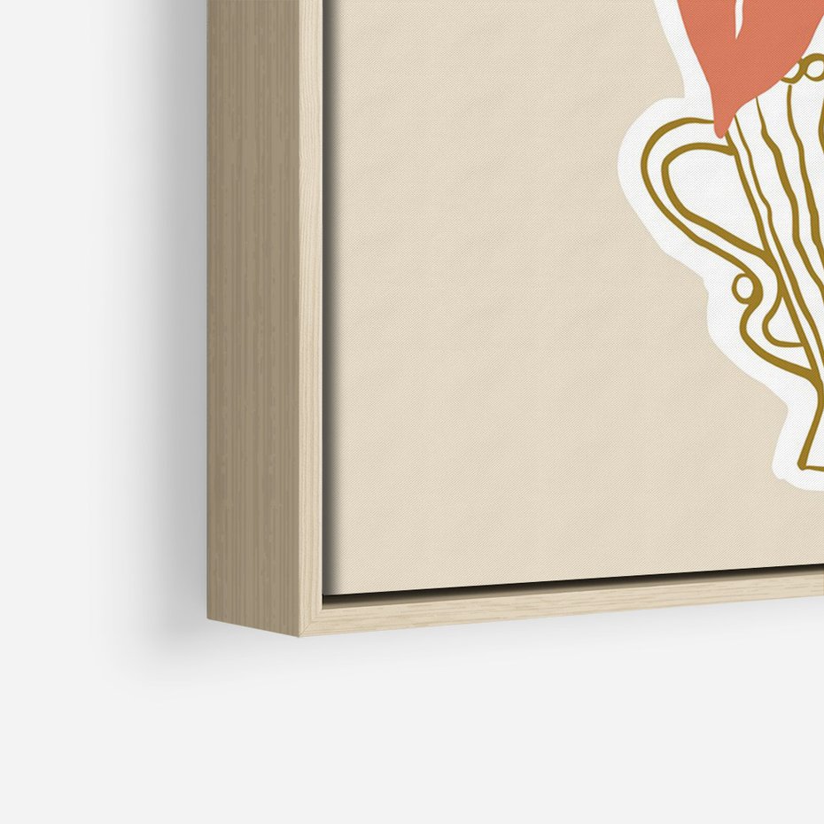 Obraz w ramie 70x100 - Harmonijne Echa - abstrakcyjne kwiaty liście, elegancka kompozycja - rama drewno