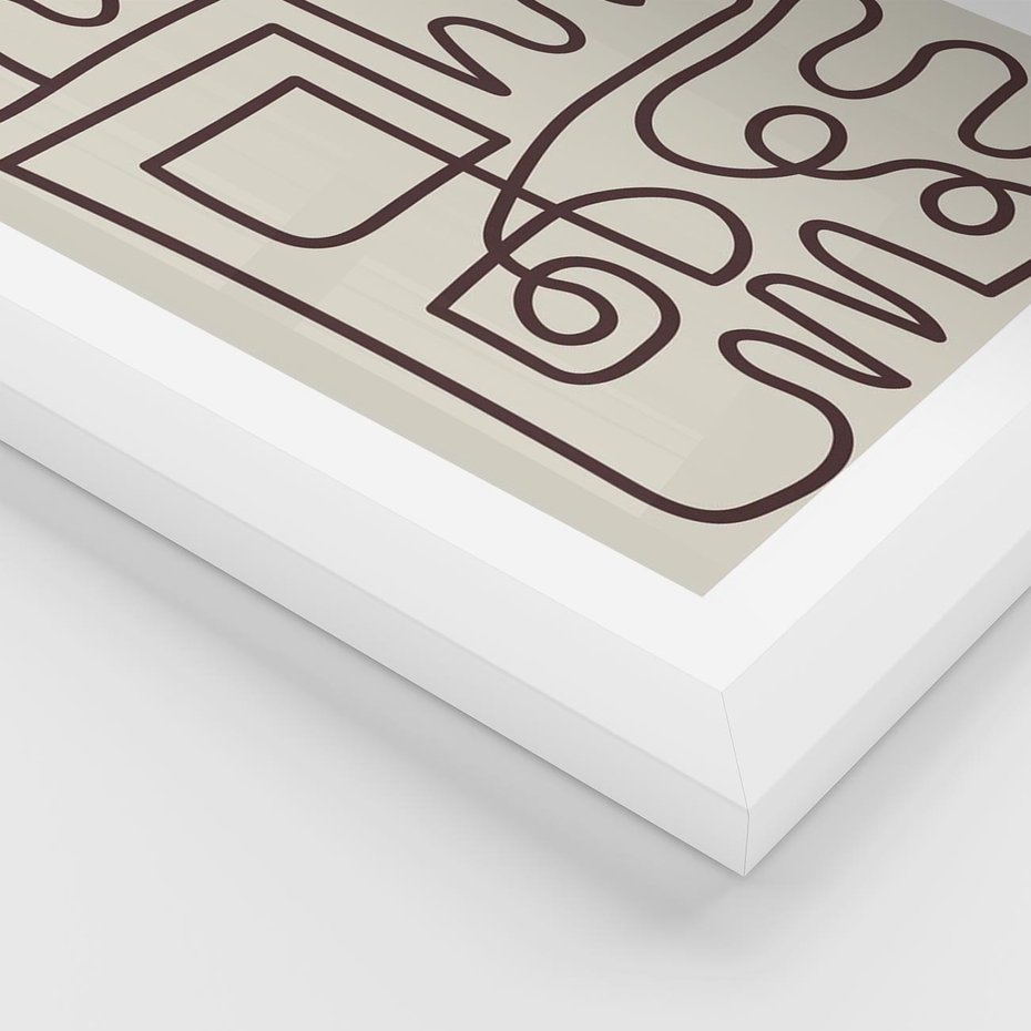 Plakat w ramie 50x70 - Etniczna Abstrakcja - nowoczesna boho grafika, abstrakcja - rama biała