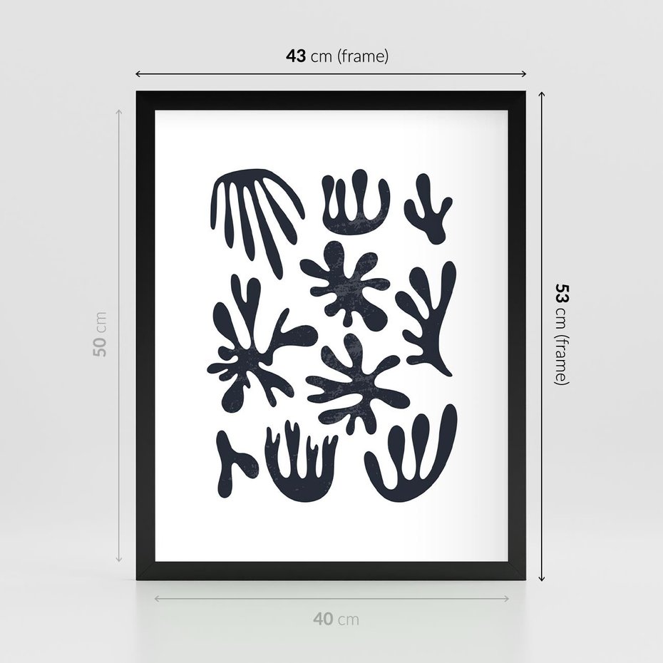 Plakat w ramie 40x50 - Rozmyte Granice Wspomnień - inspiracja mattise, abstrakcja - rama czarna