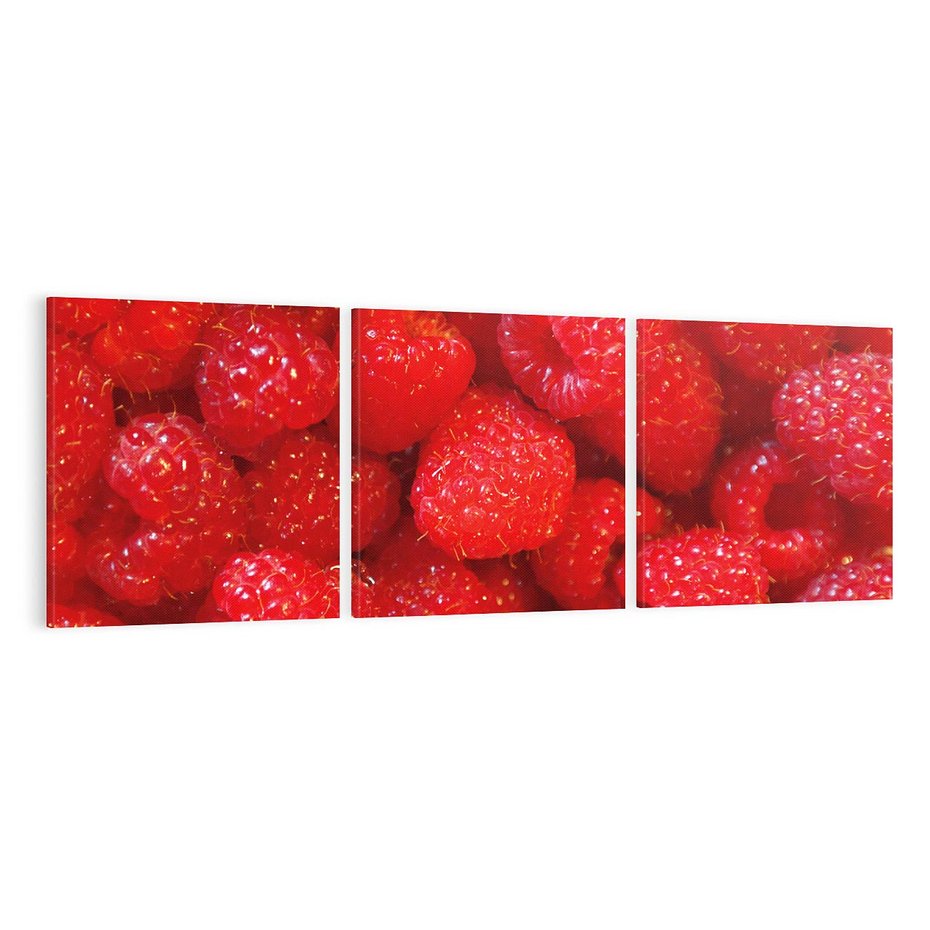 Obraz na płótnie 90x30 - "Maliny - Owocowy Raj - maliny, owoce