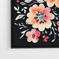 Obraz w ramie 70x50 - Labirynty melancholii - akwarelowe, pastelowe kwiaty na czarnym tle - rama czarna