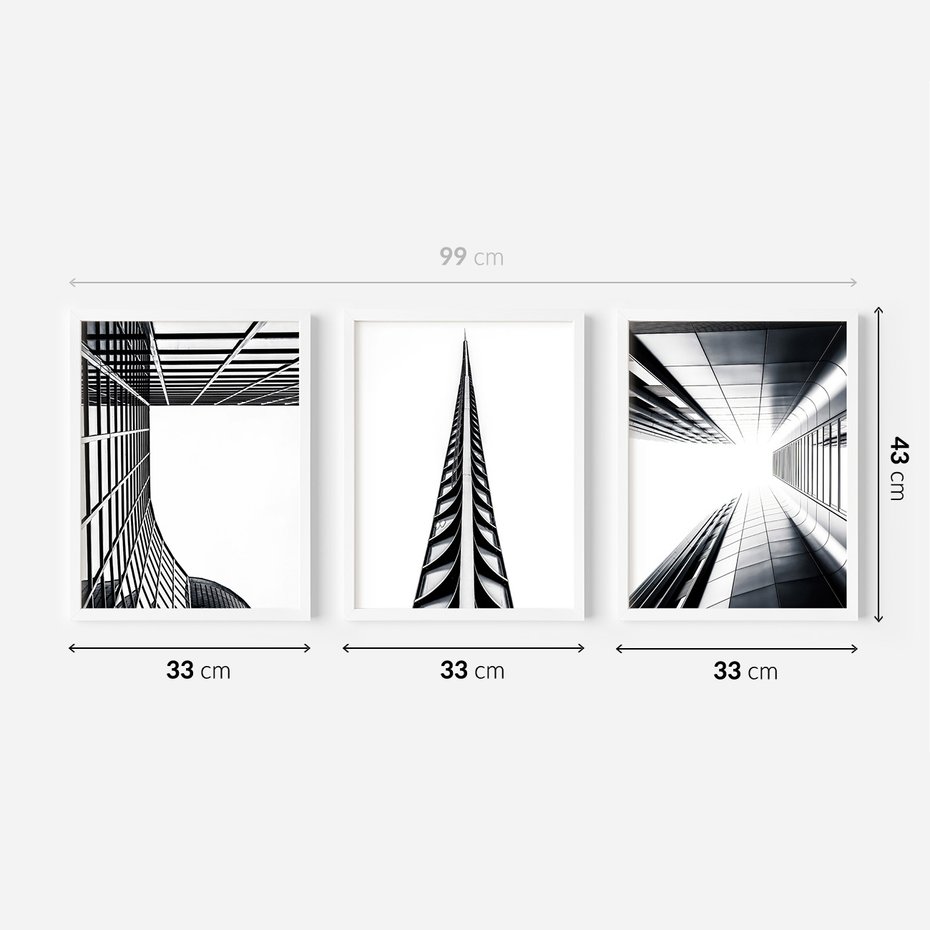 Zestaw obrazy w ramie 30x40 galeria - Architektura, perspektywa, wieżowce - rama biała