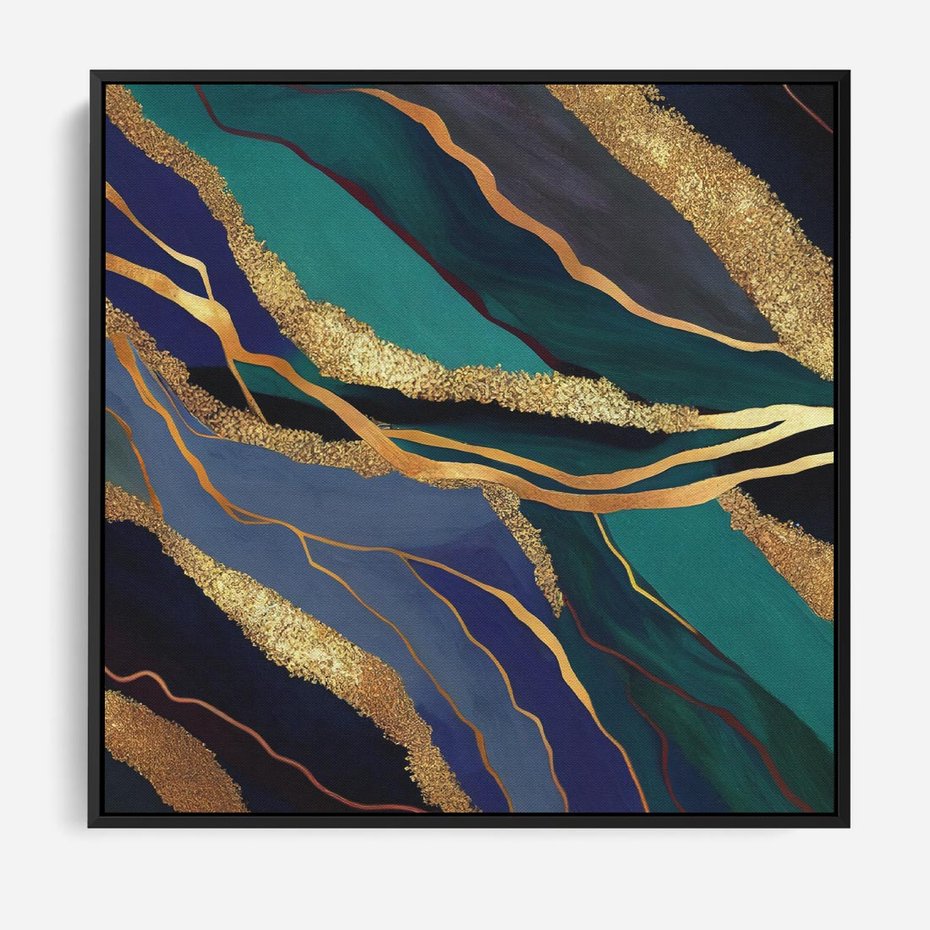 Obraz w ramie 50x50 - Sztorm malarskich emocji - marmur, abstrakcyjna grafika - rama czarna