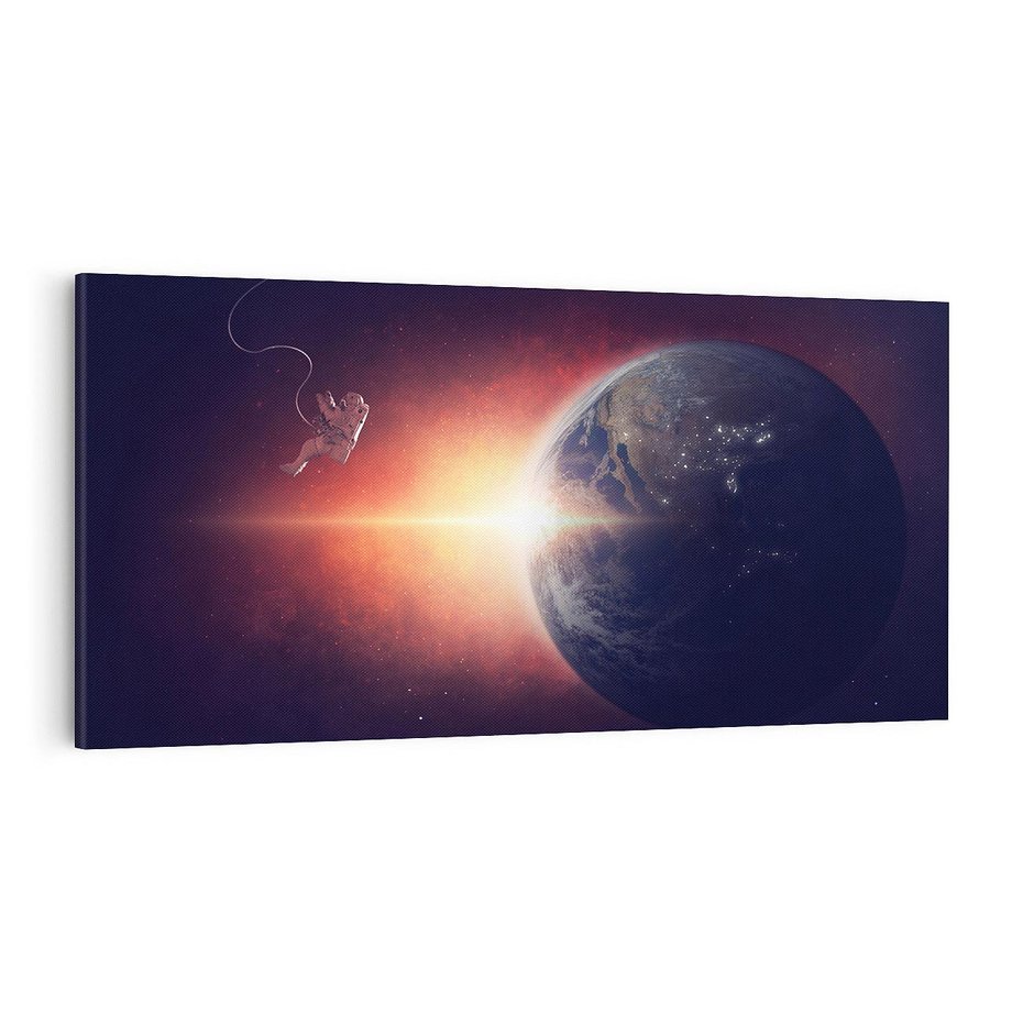 Obraz na płótnie 100x50 - Kosmiczne spotkanie: ziemia i słońce - kosmos, ziemia