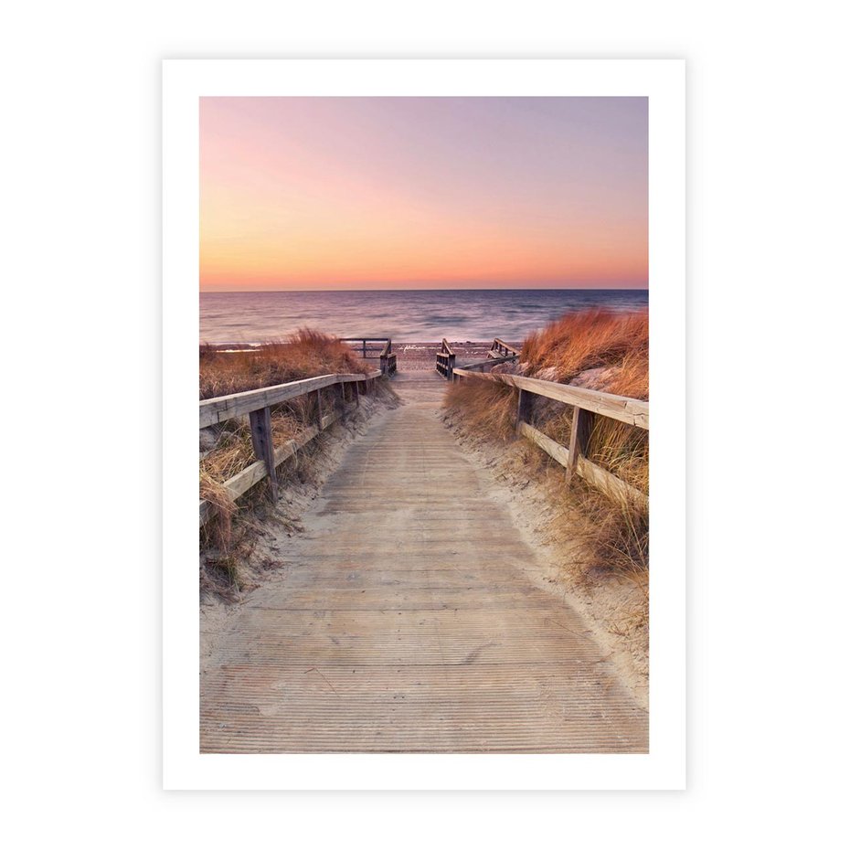 Plakat bez ramy 21x30 - Spacer Wśród Przyboju - dróżka, morze