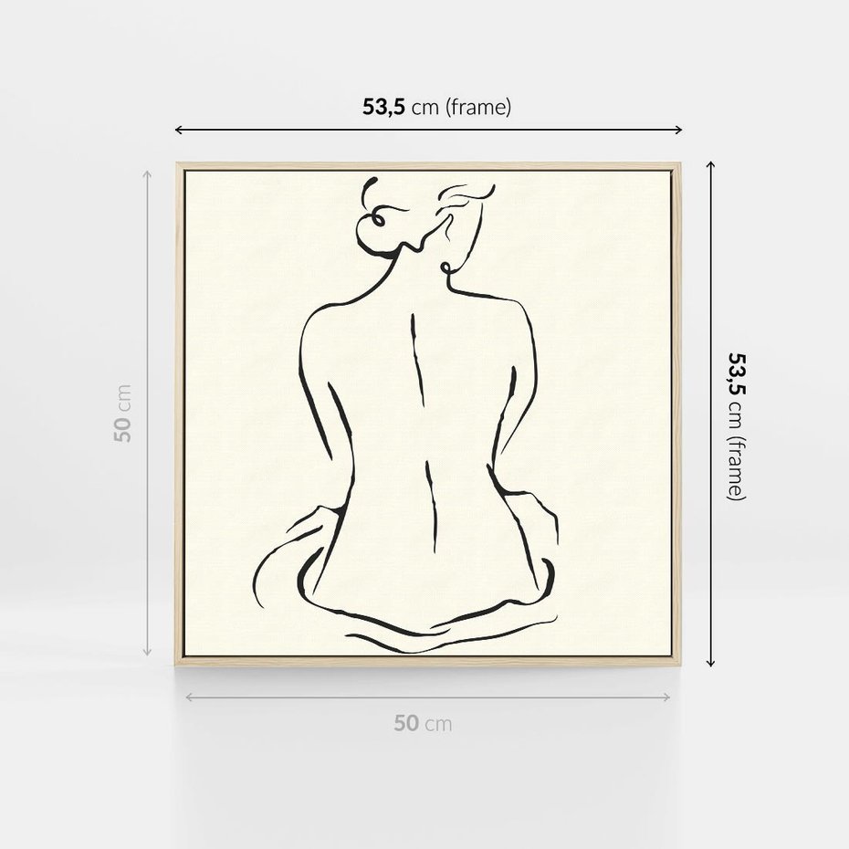 Obraz w ramie 50x50 - Migotliwa Symfonia - kobieta akt, minimalizm - rama drewno