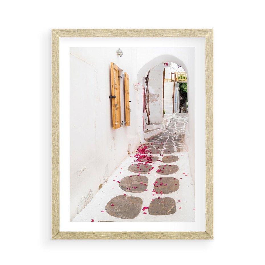 Plakat w ramie 50x70 - Urok Południowej Uliczki - uliczka, południe - rama drewno