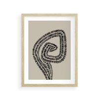 Plakat w ramie 50x70 - Nowoczesne Spektrum Wyobraźni - boho plakat, czarne kropki kreski - rama drewno