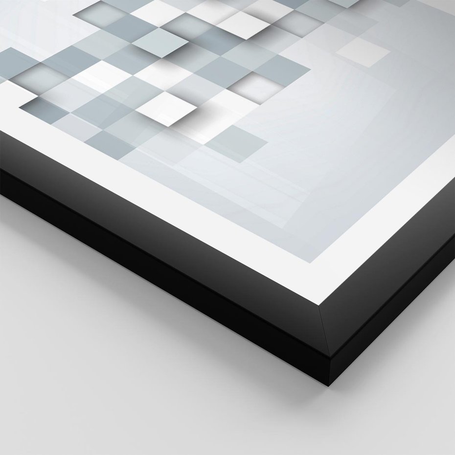 Plakat w ramie 30x40 - Trójwymiarowe formy geometryczne - geometria, 3D - rama czarna