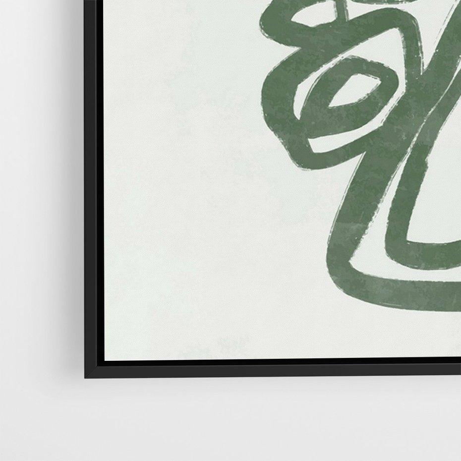 Obraz w ramie 50x70 - Migotliwe Widzenia Zieleni - zielona abstrakcja, zgaszona zieleń - rama czarna