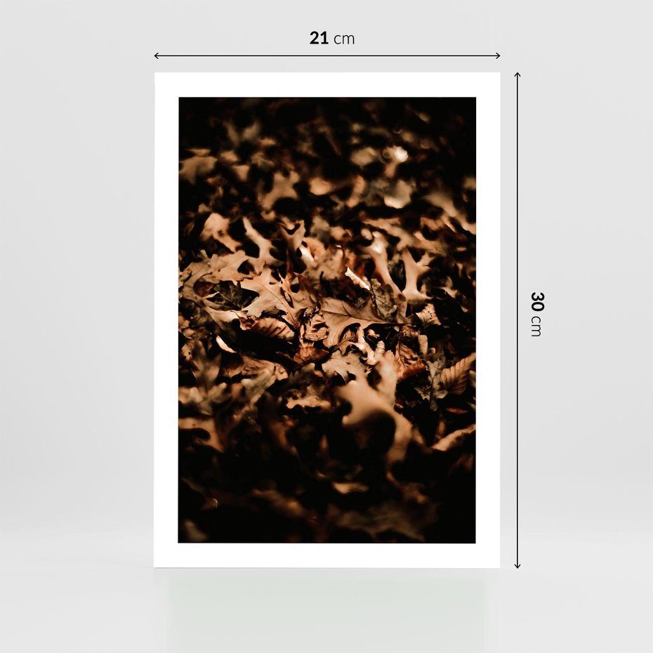 Plakat bez ramy 21x30 - Jesienne Liście: Nostalgiczna Kolorystyka - suche liście, jesień