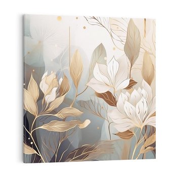 Obraz na płótnie 50x50 - Ekspresjonistyczny deszcz uczuć - grafika, złote kwiaty