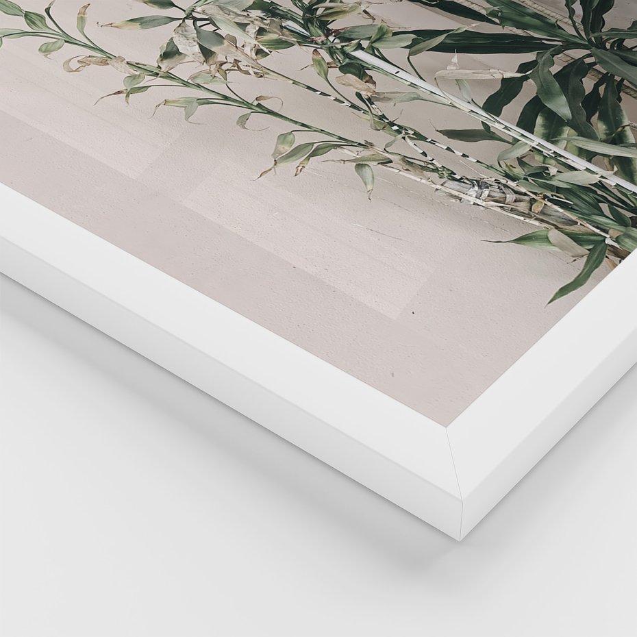 Zestaw obrazy w ramie 30x40 galeria - Liście, kwiaty, nowoczesny, styl - rama biała