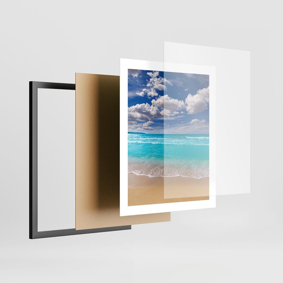 Plakat w ramie 40x50 - Idylliczna plaża nad morzem - plaża, morze - rama czarna